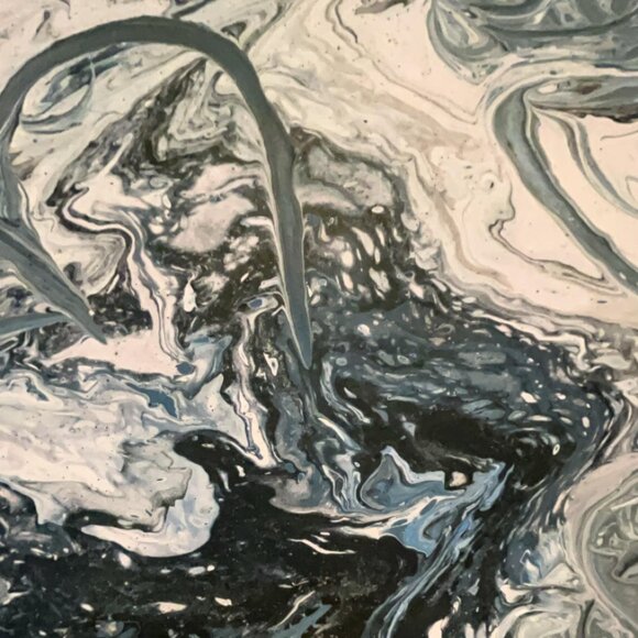 Original Homemade Pink and Grey Abstract Art 14 x 12 - Picture 4 of 6